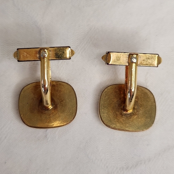 Mens Green & Yellow Gold Cufflinks - Picture 5 of 8